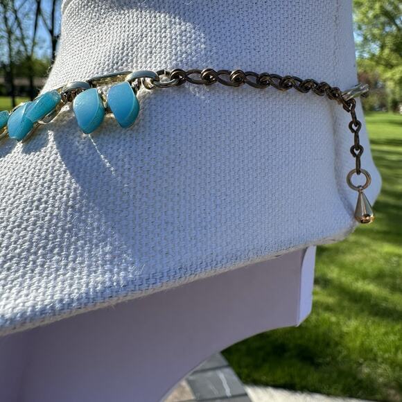 Vintage 50s Claudette Aqua Blue Thermoset Necklace Signed - Picture 5 of 8